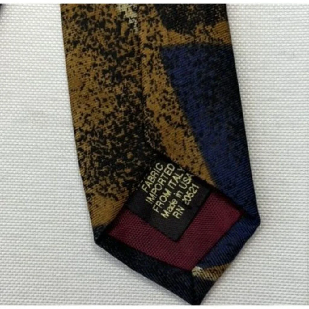 Viaggio Men's Tie 100% Silk Blue Gold Maroon Abstract Pattern